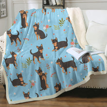 Load image into Gallery viewer, Flower Garden Black and Tan Chihuahua Soft Warm Fleece Blanket-Blanket-Blankets, Chihuahua, Home Decor-15