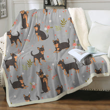 Load image into Gallery viewer, Flower Garden Black and Tan Chihuahua Soft Warm Fleece Blanket-Blanket-Blankets, Chihuahua, Home Decor-16