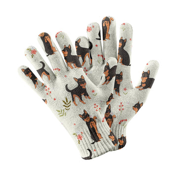 Flower Garden Black And Tan Chihuahua Touch Screen Gloves 13 360x