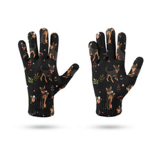 Load image into Gallery viewer, Flower Garden Black and Tan Chihuahua Touch Screen Gloves-Accessories-Accessories, Chihuahua, Dog Dad Gifts, Dog Mom Gifts, Gloves-13