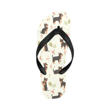 Load image into Gallery viewer, Flower Garden Black and Tan Chihuahua Unisex Slippers-Footwear-Accessories, Chihuahua, Dog Mom Gifts, Slippers-Ivory White-S-12
