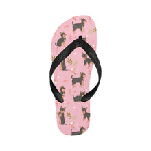 Load image into Gallery viewer, Flower Garden Black and Tan Chihuahua Unisex Slippers-Footwear-Accessories, Chihuahua, Dog Mom Gifts, Slippers-Light Pink-S-14