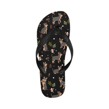 Load image into Gallery viewer, Flower Garden Black and Tan Chihuahua Unisex Slippers-Footwear-Accessories, Chihuahua, Dog Mom Gifts, Slippers-Midnight Black-S-10