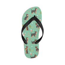 Load image into Gallery viewer, Flower Garden Black and Tan Chihuahua Unisex Slippers-Footwear-Accessories, Chihuahua, Dog Mom Gifts, Slippers-Mint Green-S-22
