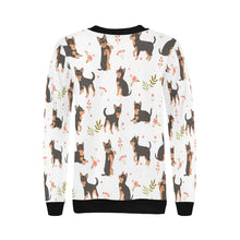 Load image into Gallery viewer, Flower Garden Black and Tan Chihuahua Women&#39;s Sweatshirt-Apparel-Apparel, Chihuahua, Sweatshirt-2
