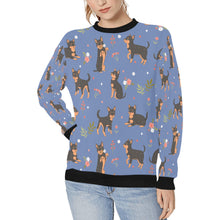 Load image into Gallery viewer, Flower Garden Black and Tan Chihuahua Women&#39;s Sweatshirt-Apparel-Apparel, Chihuahua, Sweatshirt-CornflowerBlue-XS-4
