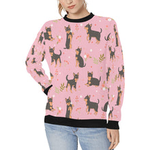 Load image into Gallery viewer, Flower Garden Black and Tan Chihuahua Women&#39;s Sweatshirt-Apparel-Apparel, Chihuahua, Sweatshirt-Pink-XS-9