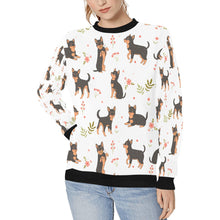 Load image into Gallery viewer, Flower Garden Black and Tan Chihuahua Women&#39;s Sweatshirt-Apparel-Apparel, Chihuahua, Sweatshirt-White-XS-1