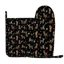 Load image into Gallery viewer, Flower Garden Black Chihuahuas Oven Mitts and Pot Holder Set-Kitchen Decor-Accessories,Chihuahua,Dog Mom Gifts-6