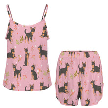 Load image into Gallery viewer, Flower Garden Black Chihuahuas Women's Cami and Shorts Pajama Set-10