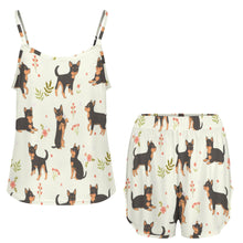 Load image into Gallery viewer, Flower Garden Black Chihuahuas Women's Cami and Shorts Pajama Set-14