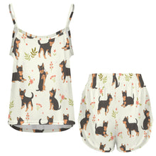 Load image into Gallery viewer, Flower Garden Black Chihuahuas Women's Cami and Shorts Pajama Set-15