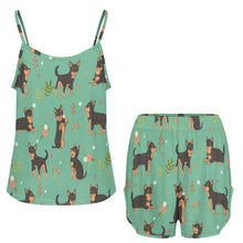 Load image into Gallery viewer, Flower Garden Black Chihuahuas Women's Cami and Shorts Pajama Set-18
