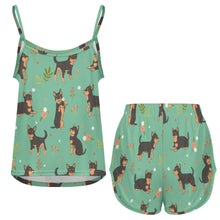 Load image into Gallery viewer, Flower Garden Black Chihuahuas Women's Cami and Shorts Pajama Set-19