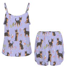 Load image into Gallery viewer, Flower Garden Black Chihuahuas Women's Cami and Shorts Pajama Set-6