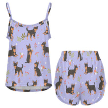 Load image into Gallery viewer, Flower Garden Black Chihuahuas Women's Cami and Shorts Pajama Set-7