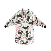 Load image into Gallery viewer, Flower Garden Black Dachshund Blanket Hoodie-Blanket-Apparel, Blanket Hoodie, Blankets, Dachshund, Dog Mom Gifts-14