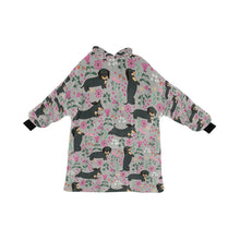 Load image into Gallery viewer, Flower Garden Black Dachshund Blanket Hoodie-Blanket-Apparel, Blanket Hoodie, Blankets, Dachshund, Dog Mom Gifts-Parisian Gray-ONE SIZE-34