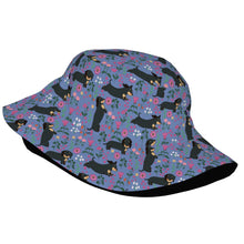 Load image into Gallery viewer, Flower Garden Black Dachshund Bucket Hat-Hats &amp; Caps-2