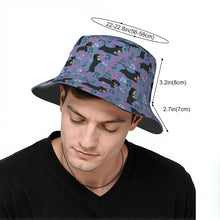 Load image into Gallery viewer, Flower Garden Black Dachshund Bucket Hat-Hats &amp; Caps-3