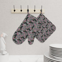 Load image into Gallery viewer, Flower Garden Black Dachshund Oven Mitts and Pot Holder Set-Kitchen Decor-Accessories,Dachshund,Dog Mom Gifts-5