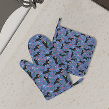 Load image into Gallery viewer, Flower Garden Black Dachshund Oven Mitts and Pot Holder Set-Kitchen Decor-Accessories,Dachshund,Dog Mom Gifts-3