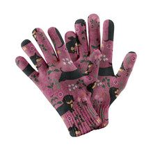 Load image into Gallery viewer, Flower Garden Black Dachshund Touch Screen Gloves-Accessories-Accessories, Dachshund, Dog Dad Gifts, Dog Mom Gifts, Gloves-Rose gold-2