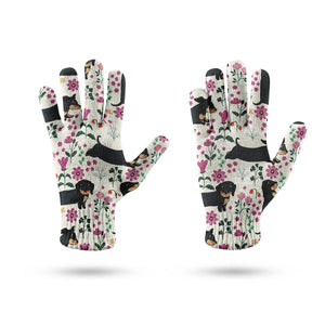 Flower Garden Black Dachshund Touch Screen Gloves-Accessories-Accessories, Dachshund, Dog Dad Gifts, Dog Mom Gifts, Gloves-9