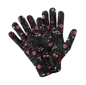 Flower Garden Black Dachshund Touch Screen Gloves-Accessories-Accessories, Dachshund, Dog Dad Gifts, Dog Mom Gifts, Gloves-Black-5