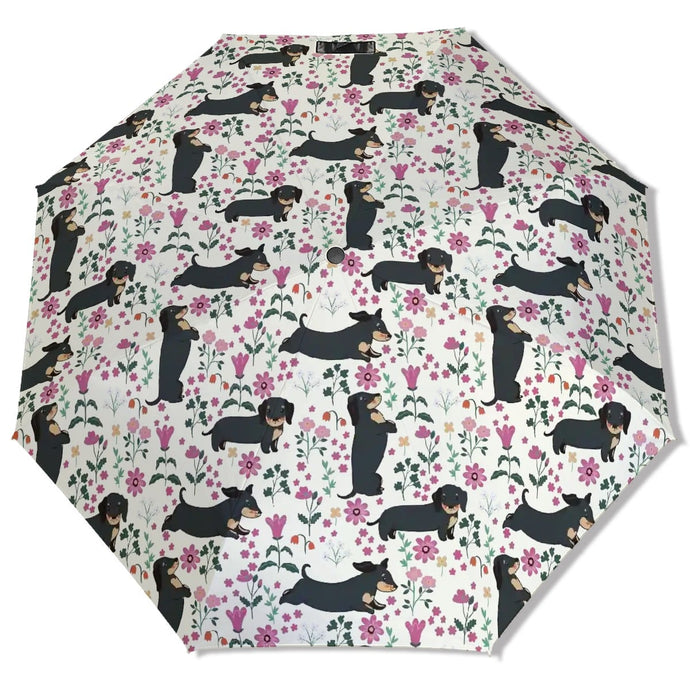 Flower Garden Black Dachshund Umbrella-Daily Accessories-11