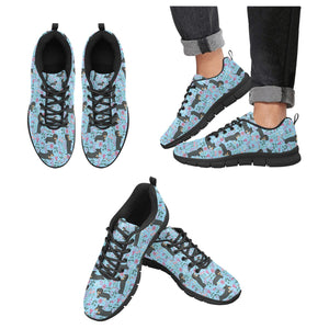 Flower Garden Black Dachshund Women's Breathable Sneakers-Footwear-Dachshund, Dog Mom Gifts, Shoes-SkyBlue1-US13-10