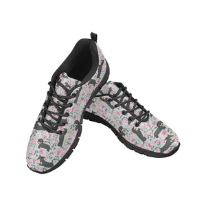 Flower Garden Black Dachshund Women's Breathable Sneakers-Footwear-Dachshund, Dog Mom Gifts, Shoes-14