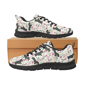 Flower Garden Black Dachshund Women's Breathable Sneakers-Footwear-Dachshund, Dog Mom Gifts, Shoes-15