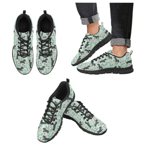 Flower Garden Black Dachshund Women's Breathable Sneakers-Footwear-Dachshund, Dog Mom Gifts, Shoes-PaleTurquoise1-US13-18