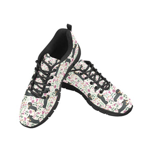 Flower Garden Black Dachshund Women's Breathable Sneakers-Footwear-Dachshund, Dog Mom Gifts, Shoes-7