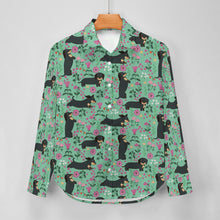 Load image into Gallery viewer, Flower Garden Black Dachshund Women&#39;s Shirt-Apparel-Apparel,Dachshund,Dog Mom Gifts,Shirt-16