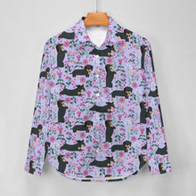 Load image into Gallery viewer, Flower Garden Black Dachshund Women&#39;s Shirt-Apparel-Apparel,Dachshund,Dog Mom Gifts,Shirt-19