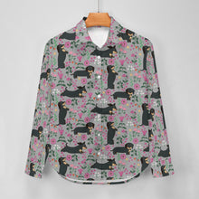 Load image into Gallery viewer, Flower Garden Black Dachshund Women&#39;s Shirt-Apparel-Apparel,Dachshund,Dog Mom Gifts,Shirt-22