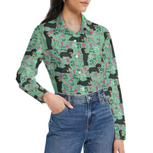 Load image into Gallery viewer, Flower Garden Black Dachshund Women&#39;s Shirt-Apparel-Apparel,Dachshund,Dog Mom Gifts,Shirt-29