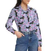 Load image into Gallery viewer, Flower Garden Black Dachshund Women&#39;s Shirt-Apparel-Apparel,Dachshund,Dog Mom Gifts,Shirt-30