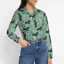 Load image into Gallery viewer, Flower Garden Black Dachshund Women&#39;s Shirt-Apparel-Apparel,Dachshund,Dog Mom Gifts,Shirt-4
