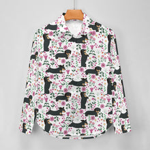 Load image into Gallery viewer, Flower Garden Black Dachshund Women&#39;s Shirt-Apparel-Apparel,Dachshund,Dog Mom Gifts,Shirt-7