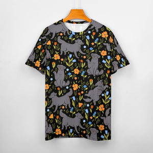 Flower Garden Black Labradors All Over Print Women's Cotton T-Shirt-10