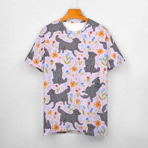 Flower Garden Black Labradors All Over Print Women's Cotton T-Shirt-15