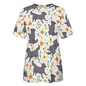 Flower Garden Black Labradors All Over Print Women's Cotton T-Shirt-2
