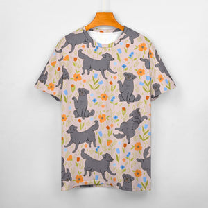 Flower Garden Black Labradors All Over Print Women's Cotton T-Shirt-6