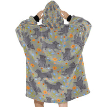 Load image into Gallery viewer, Flower Garden Black Labradors Blanket Hoodie for Women - 5 Colors-Apparel-Apparel, Black Labrador, Blankets, Hoodie, Labrador-8