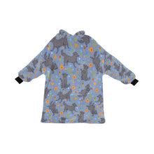 Load image into Gallery viewer, Flower Garden Black Labradors Blanket Hoodie for Women - 5 Colors-Apparel-Apparel, Black Labrador, Blankets, Hoodie, Labrador-CornflowerBlue-ONE SIZE-12