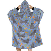 Load image into Gallery viewer, Flower Garden Black Labradors Blanket Hoodie for Women - 5 Colors-Apparel-Apparel, Black Labrador, Blankets, Hoodie, Labrador-4