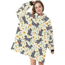 Load image into Gallery viewer, Flower Garden Black Labradors Blanket Hoodie for Women - 5 Colors-Apparel-Apparel, Black Labrador, Blankets, Hoodie, Labrador-1